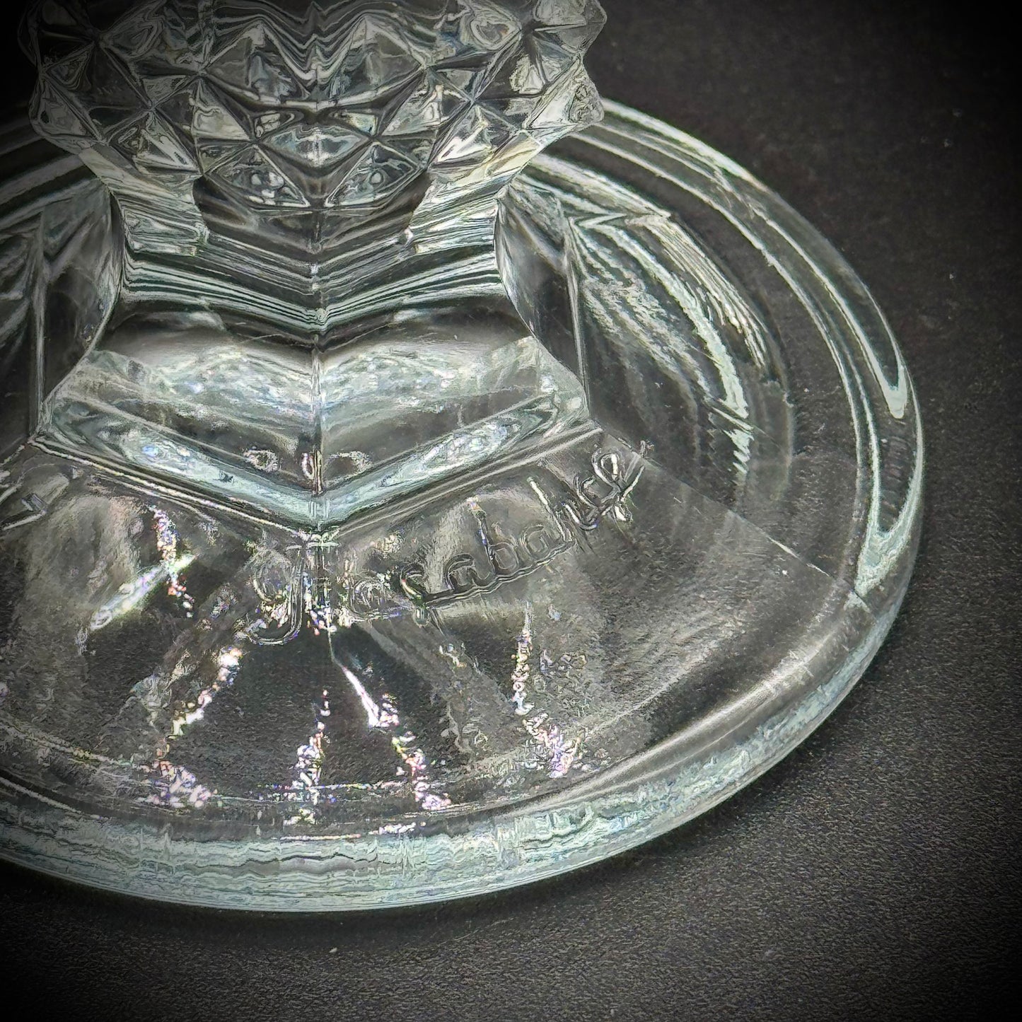 Pasabahce Turkish Crystal Tall Pedestal Lidded Candy Jar