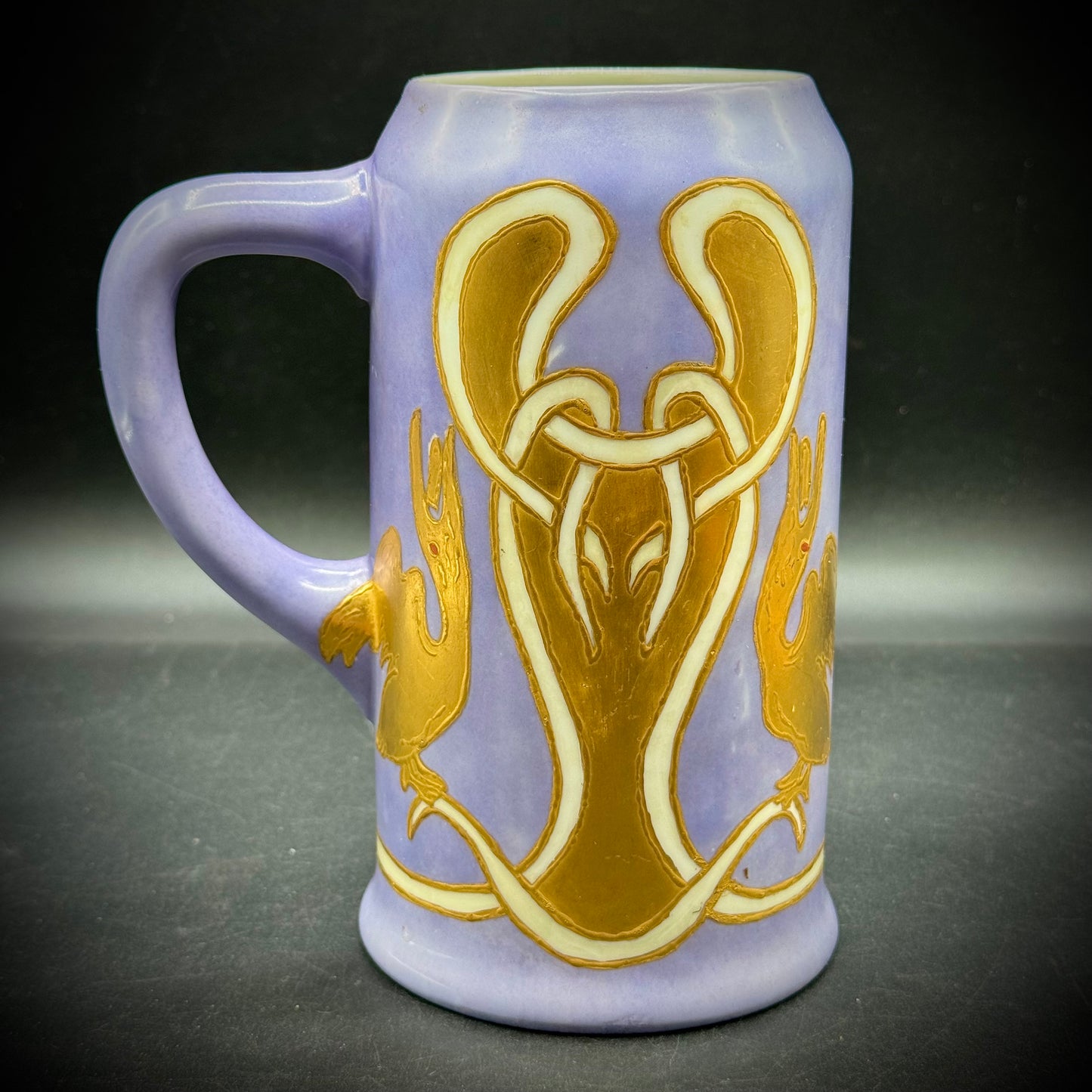 Very Rare PL Limoges France Large Lavender & Gold Porcelain Stein