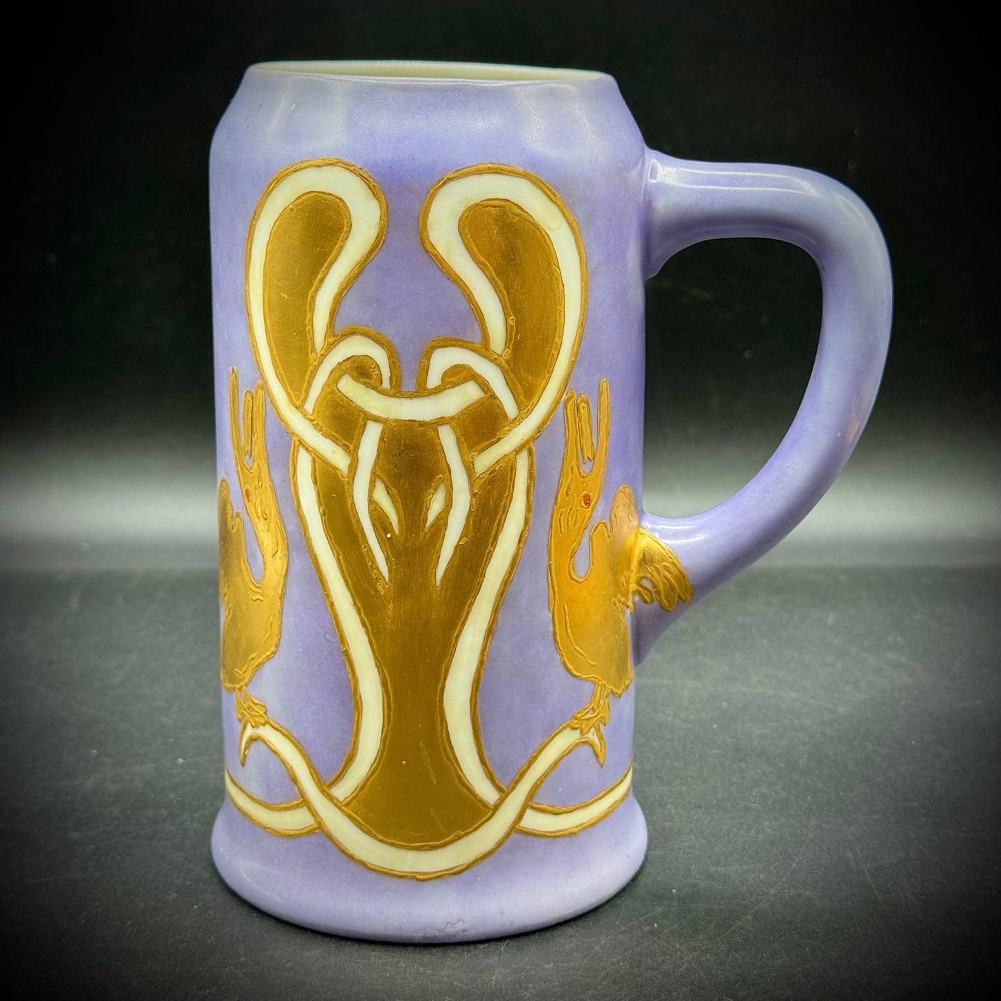 Very Rare PL Limoges France Large Lavender & Gold Porcelain Stein