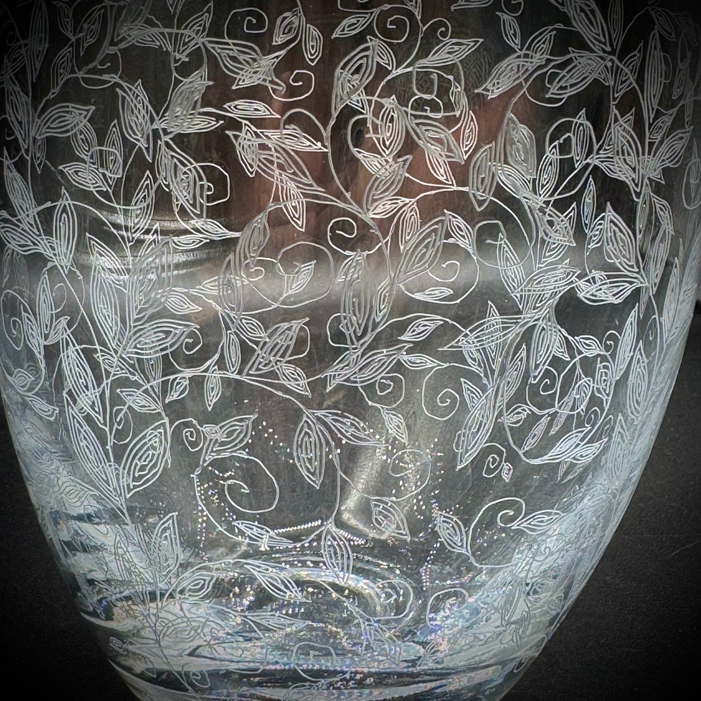 Bohemian Etched Crystal Lidded Canister