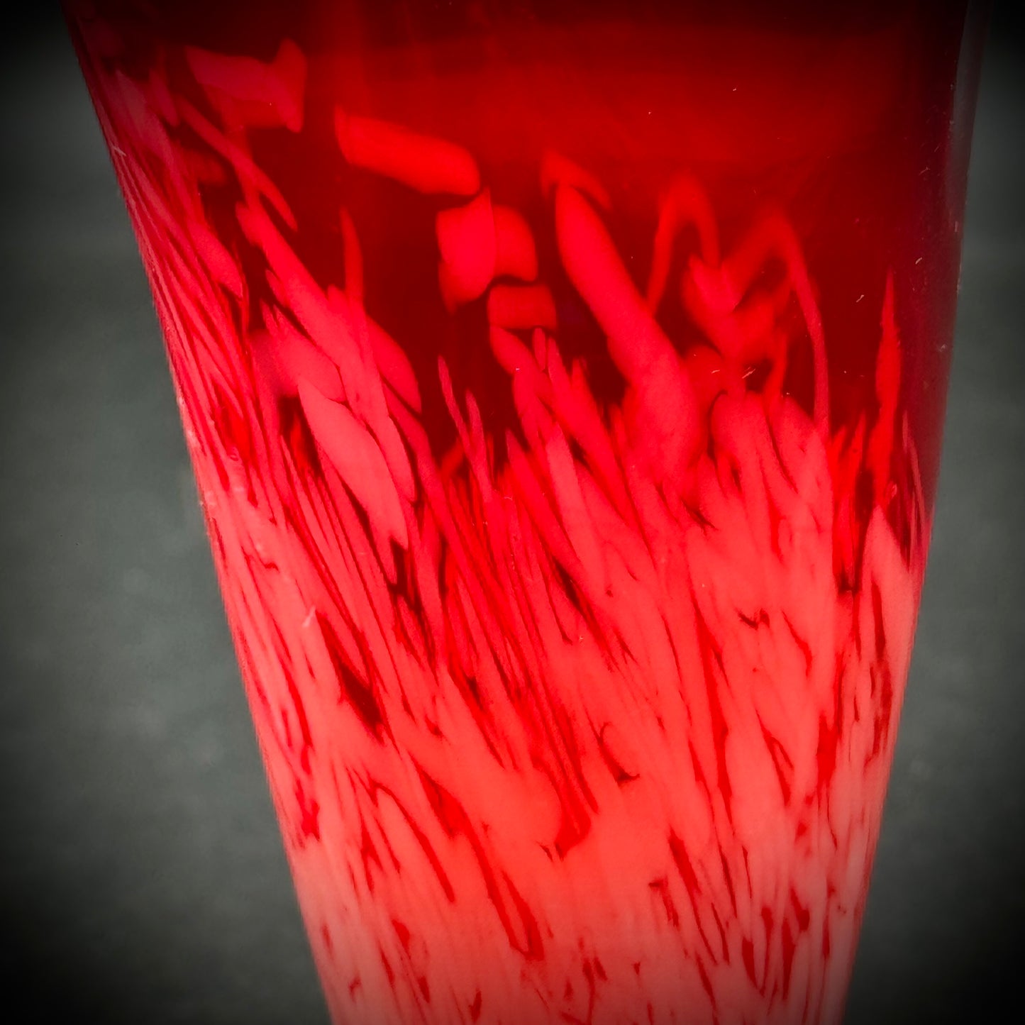 Red & White Art Glass Ruffle Vase