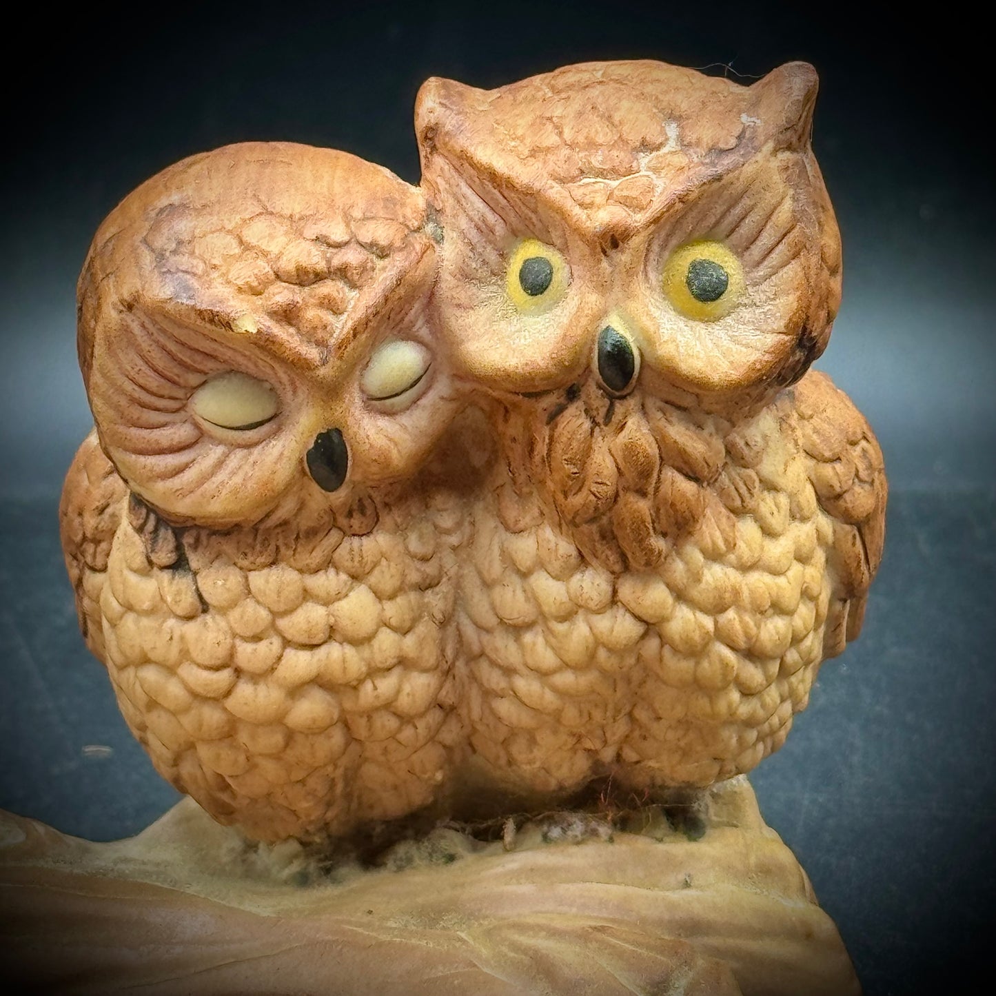 Vintage Ceramic Owl Parents with Nest