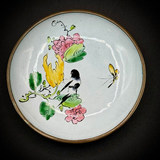 Vintage Enamel on Brass Trinket Dish China