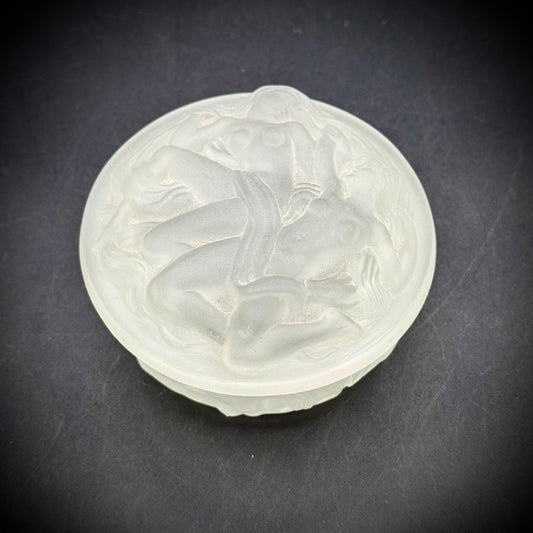 Heinrich Hoffmann Frosted Glass Molded Naiades Trinket Box