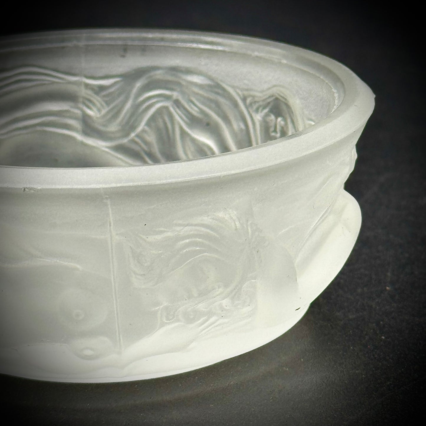 Heinrich Hoffmann Frosted Glass Molded Naiades Trinket Box