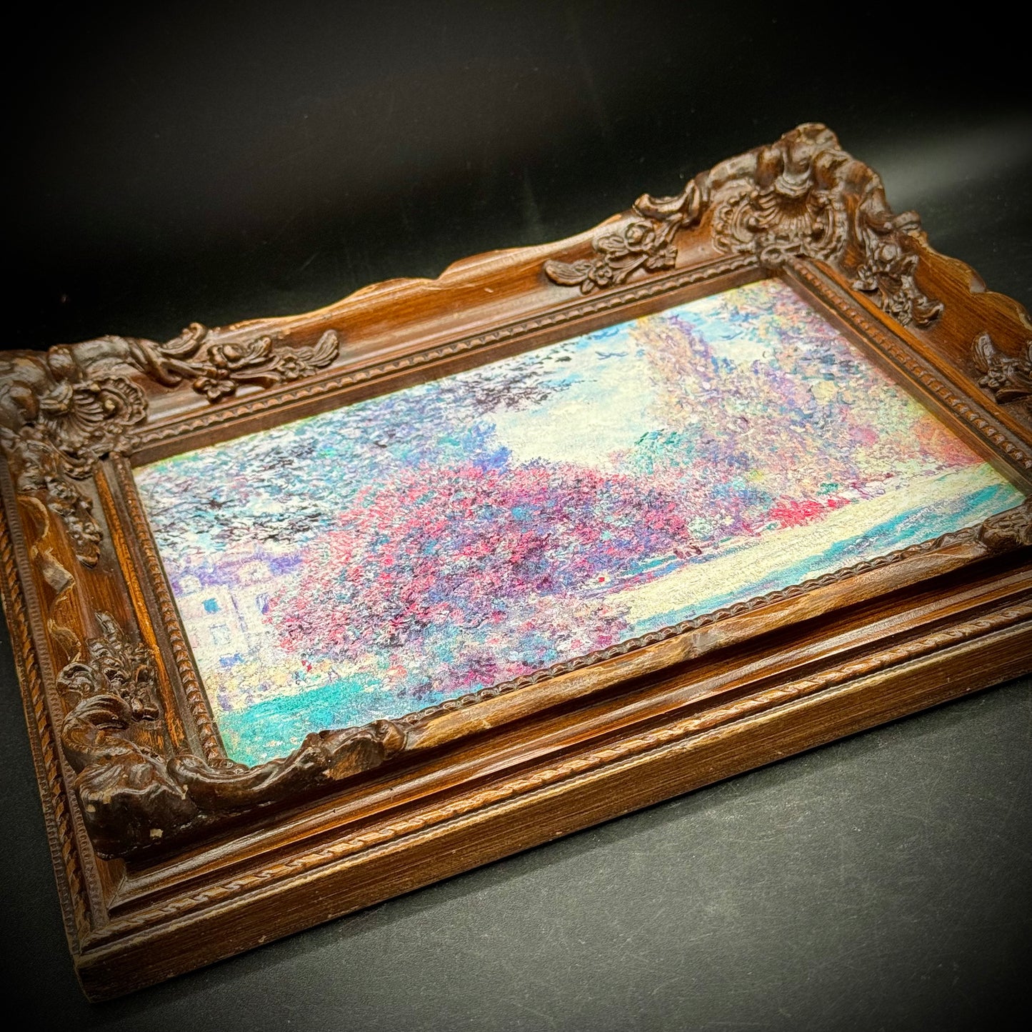 Claude Monet Fine Art Lithograph in Vintage Style Frame