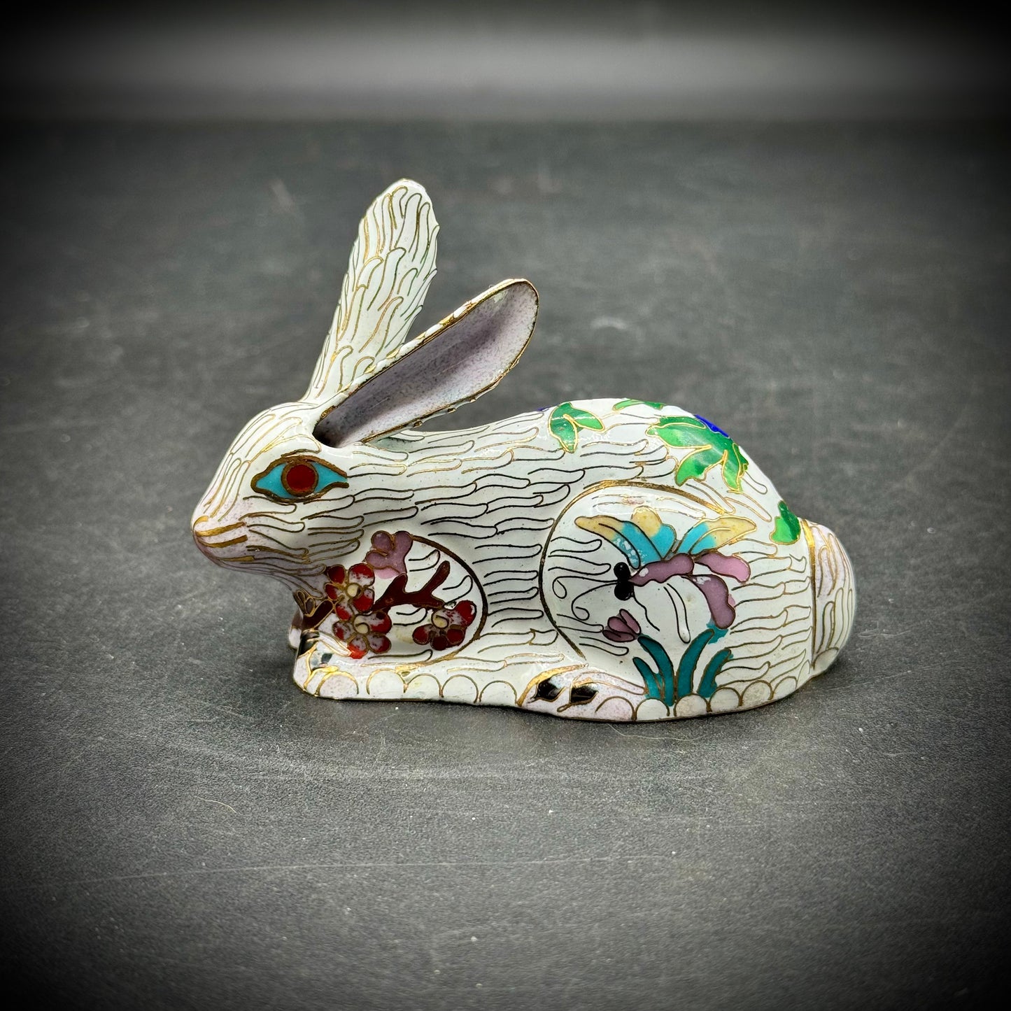 Rare Vintage Enamel & Cloisonné Rabbit Figurine