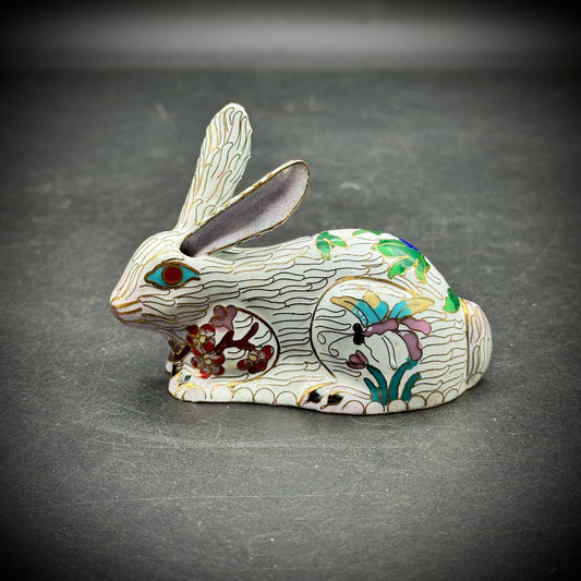 Rare Vintage Enamel & Cloisonné Rabbit Figurine