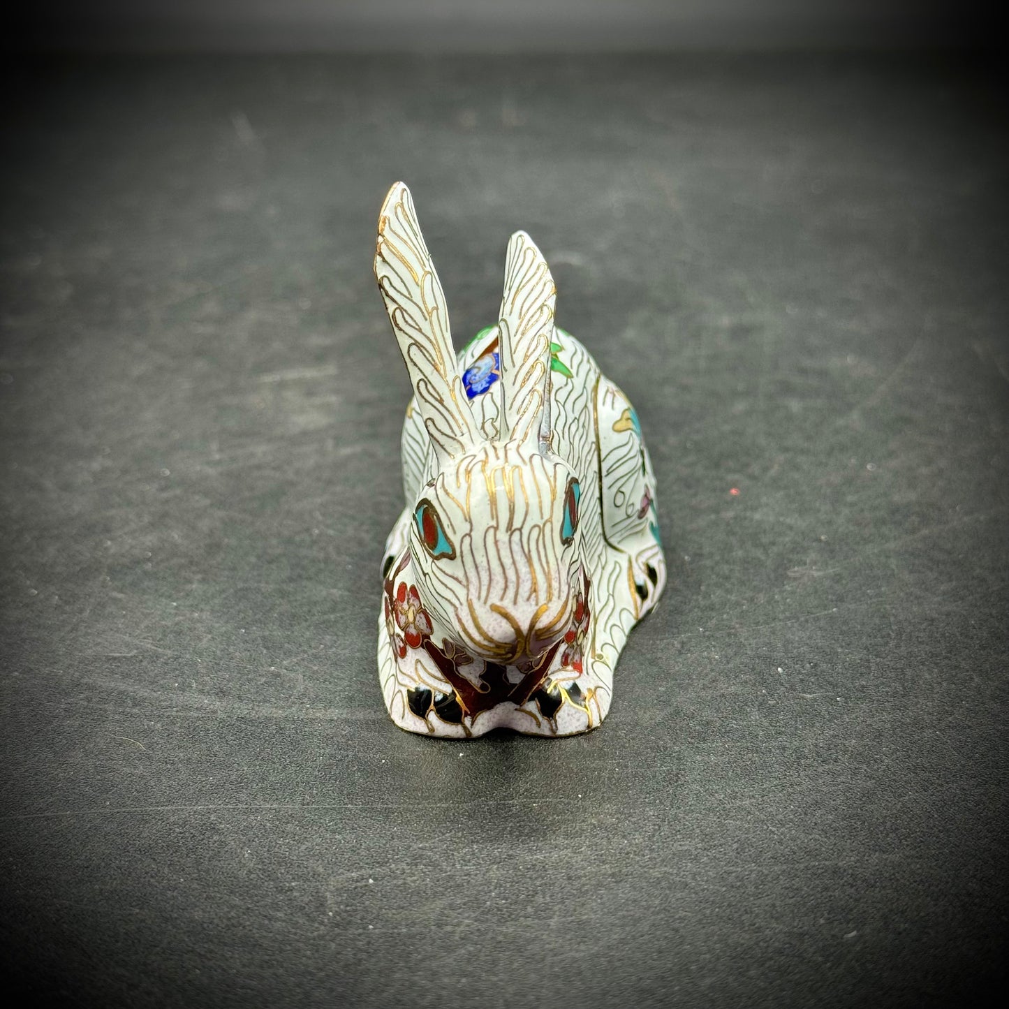 Rare Vintage Enamel & Cloisonné Rabbit Figurine