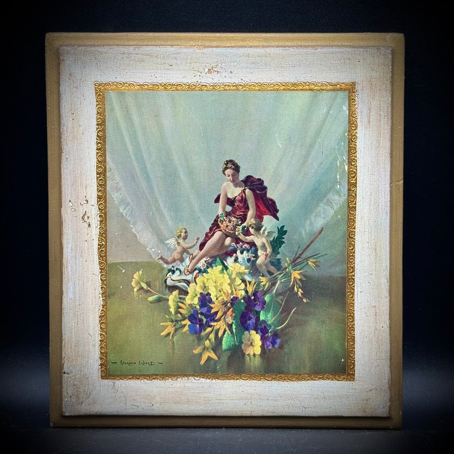 Vintage Florentine Art Plaque Hand Crafted in Italy