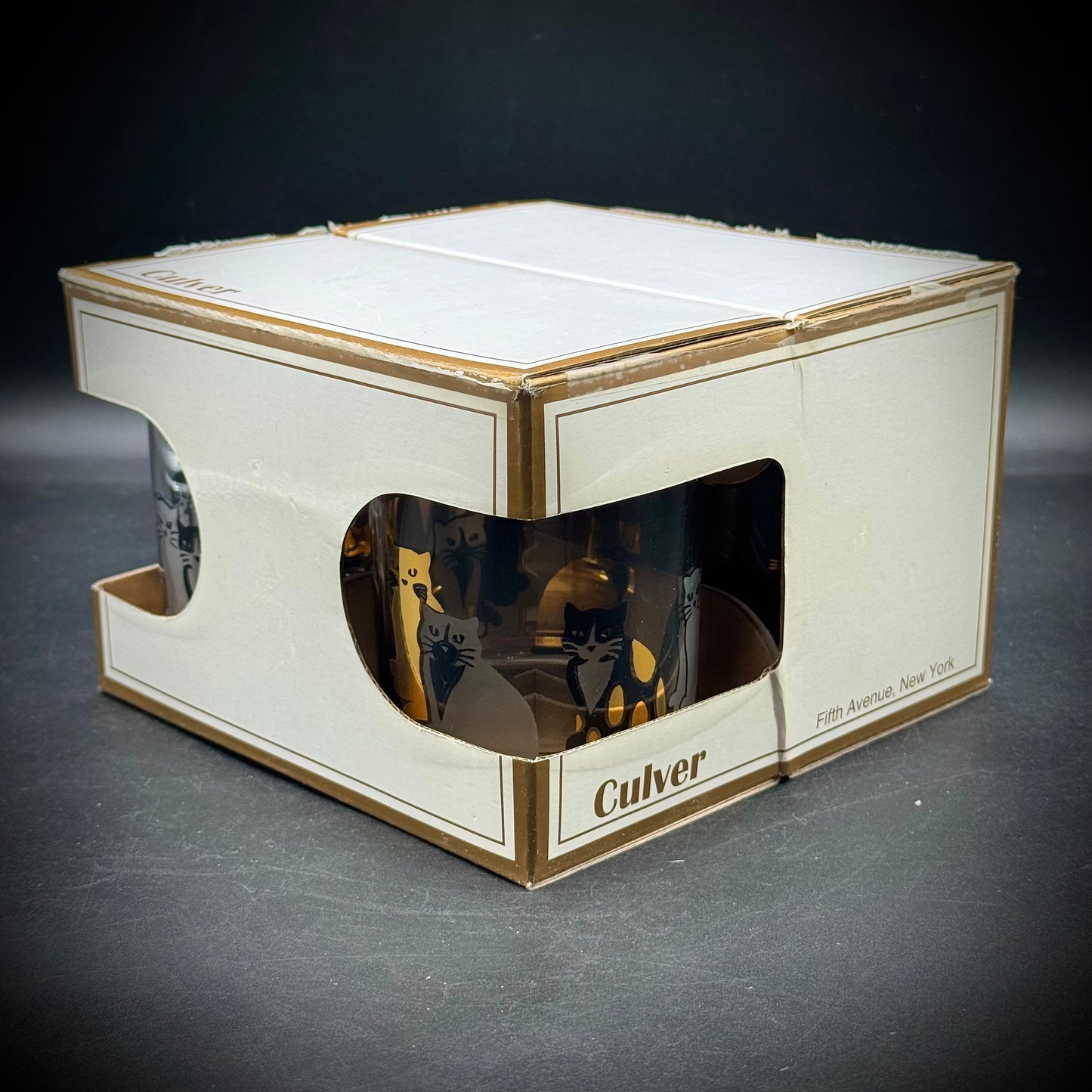 Set of 4 NIB Vintage Culver Fifth Ave NYC MCM Cat Glasses