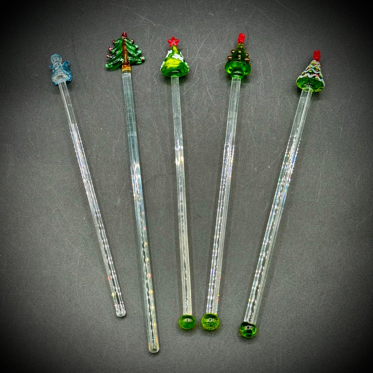 Collection of 5 Vintage Holiday Swizzle Sticks