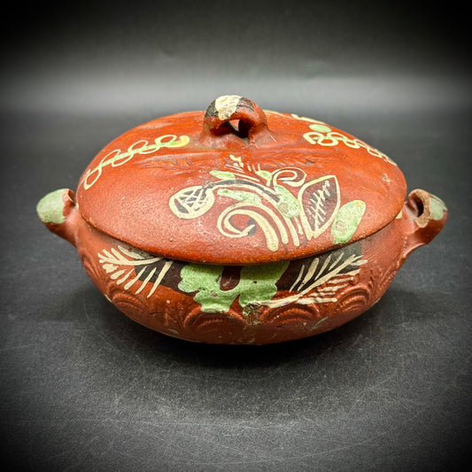Vintage Mexican Red Clay Tlaquepaque 1940s Lidded Pot