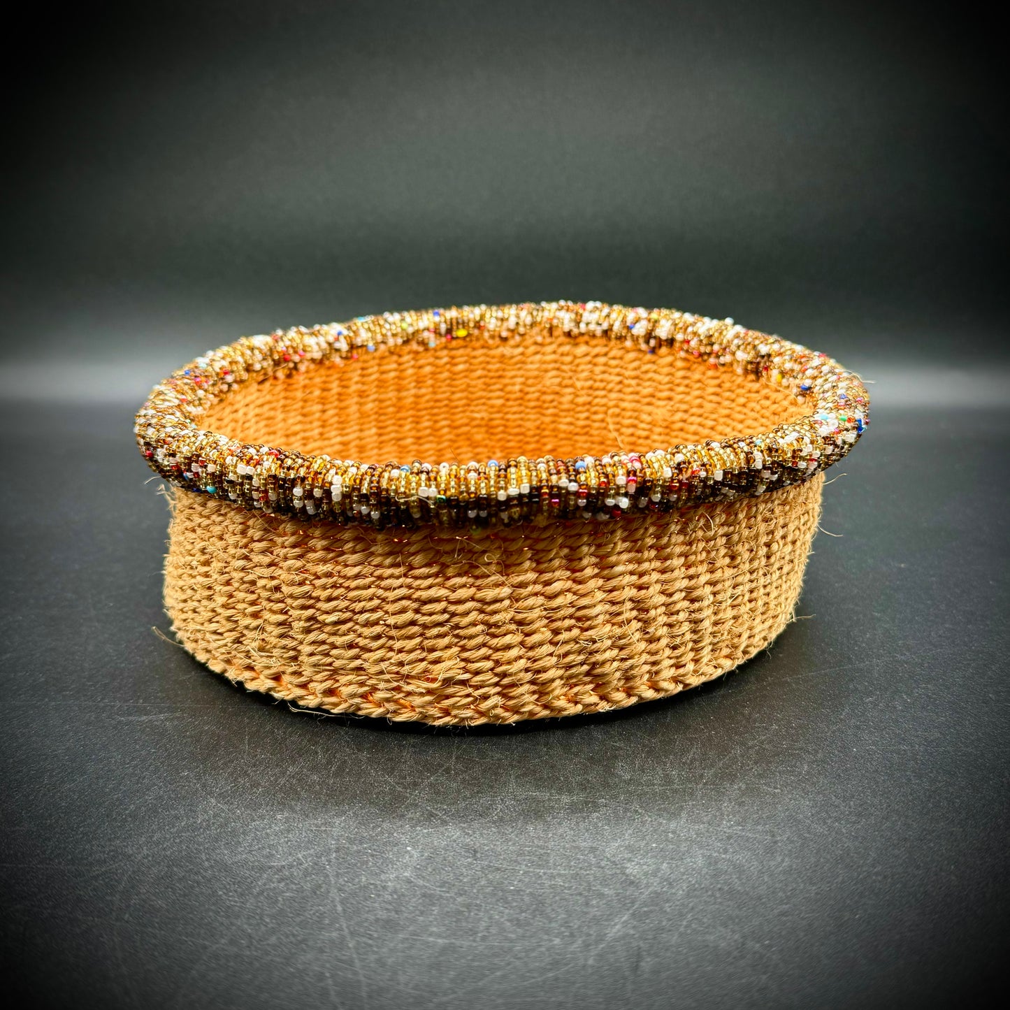 Beaded Kenyan Sisal Natural Basket