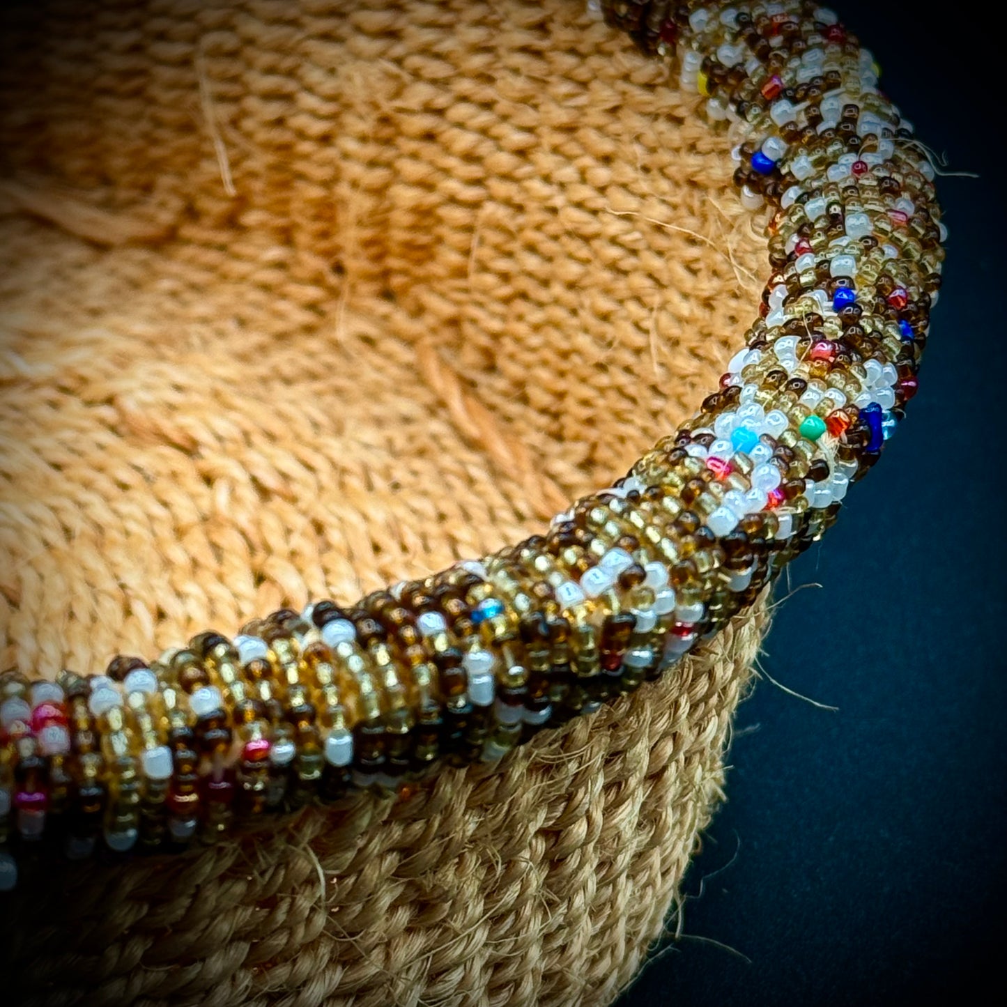 Beaded Kenyan Sisal Natural Basket