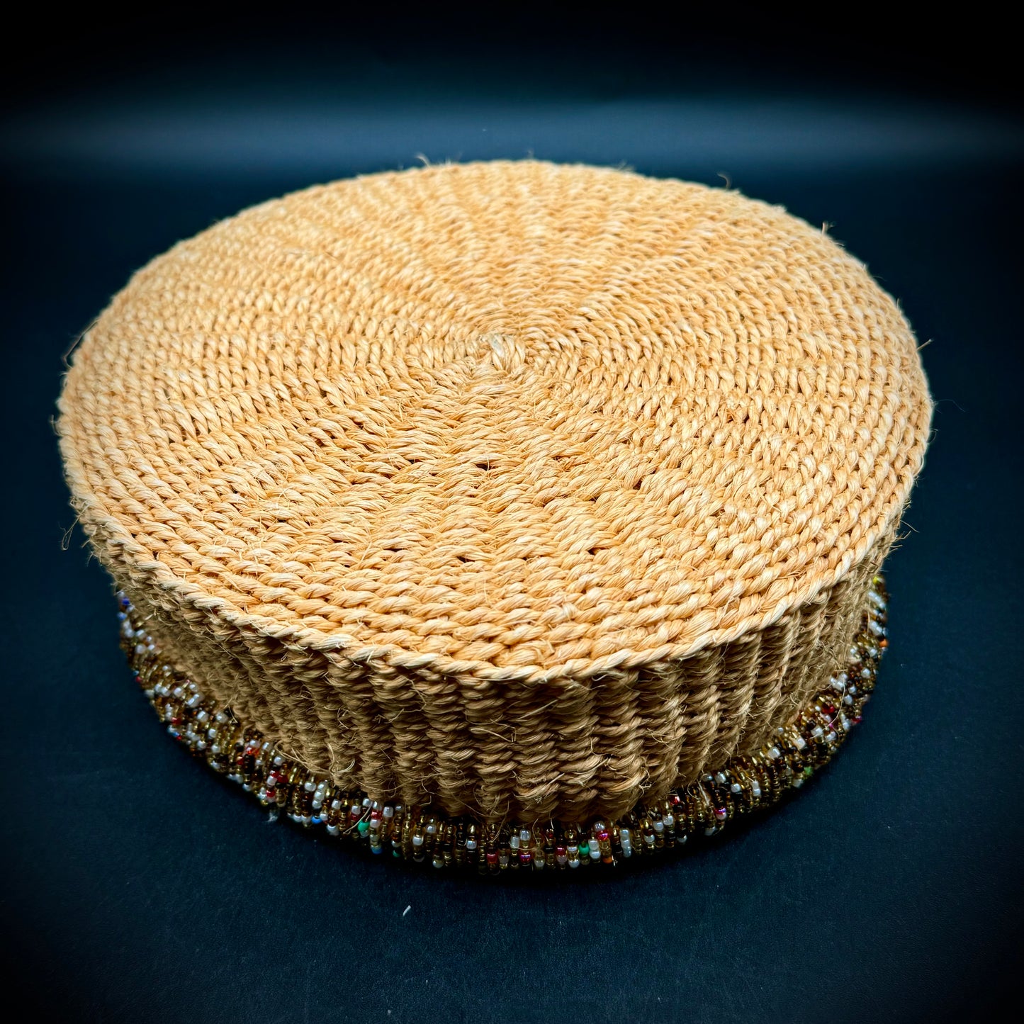 Beaded Kenyan Sisal Natural Basket