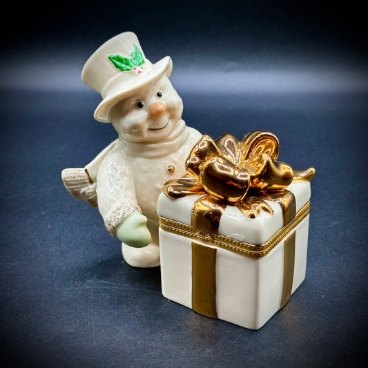 Lenox Snowman w/Present Trinket Box