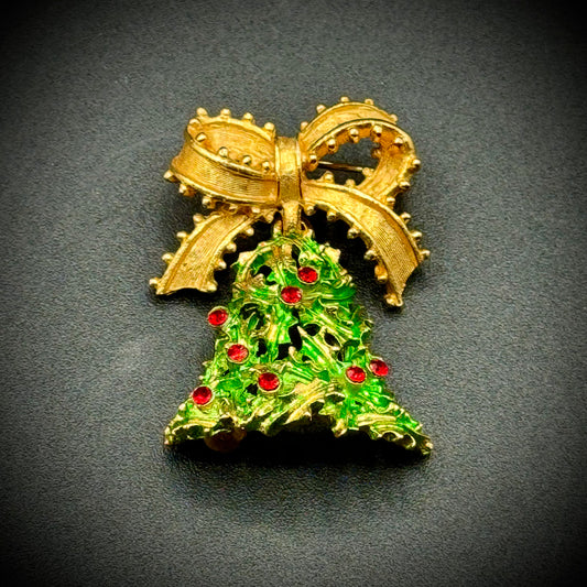 Vinage Mylu Christmas Pin with Ruby Color Rhinestones