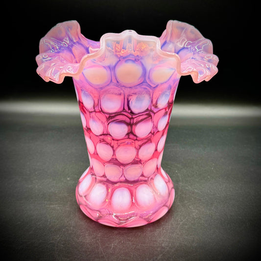 Vintage Fenton Opalescent Ruffle Coin Vase