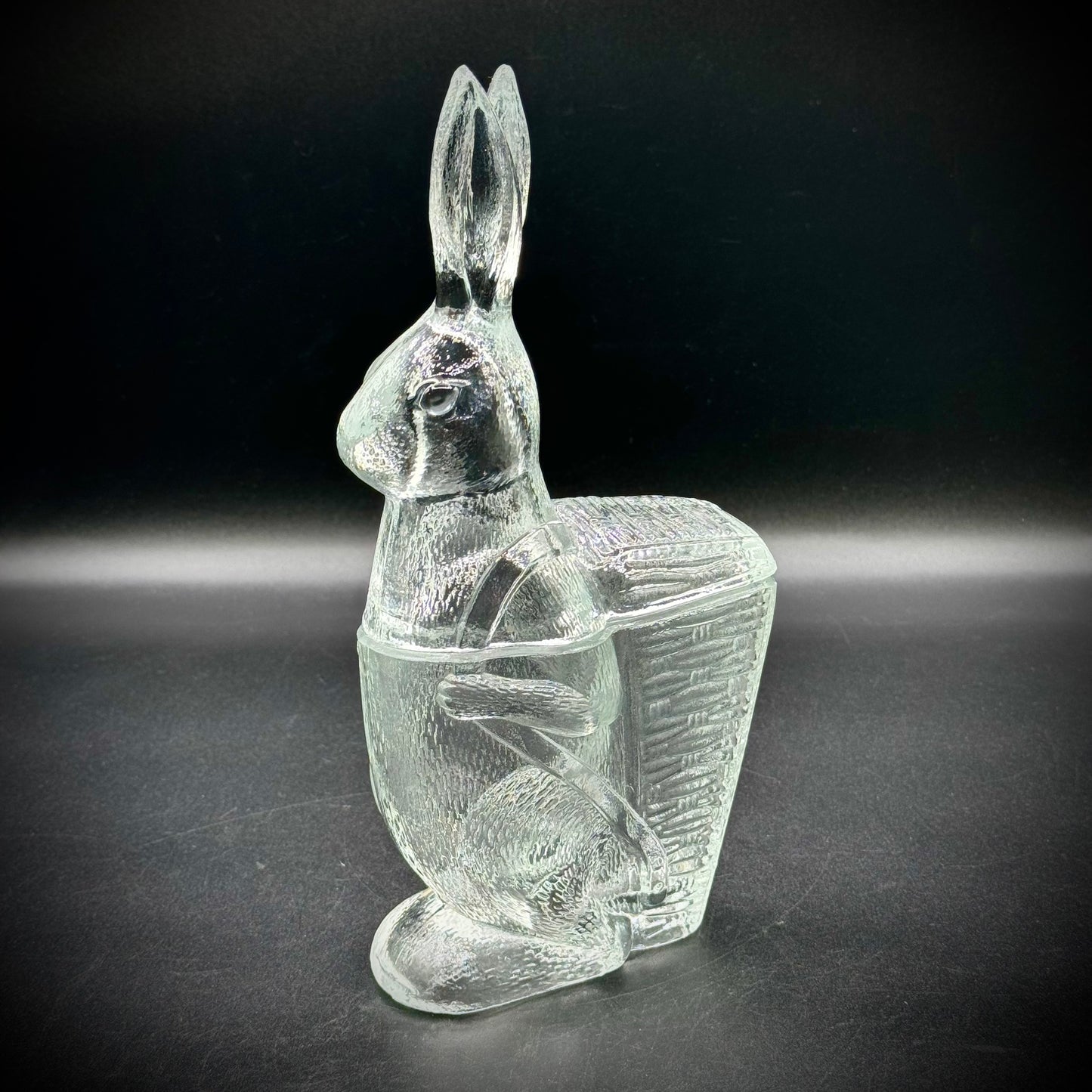 Vintage Zabkowice Glassworks Glass Bunny Container