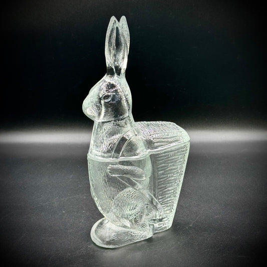 Vintage Zabkowice Glassworks Glass Bunny Container