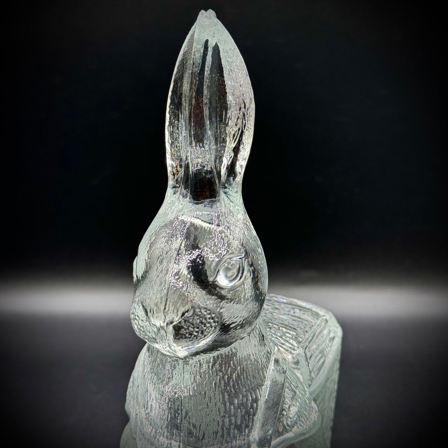 Vintage Zabkowice Glassworks Glass Bunny Container