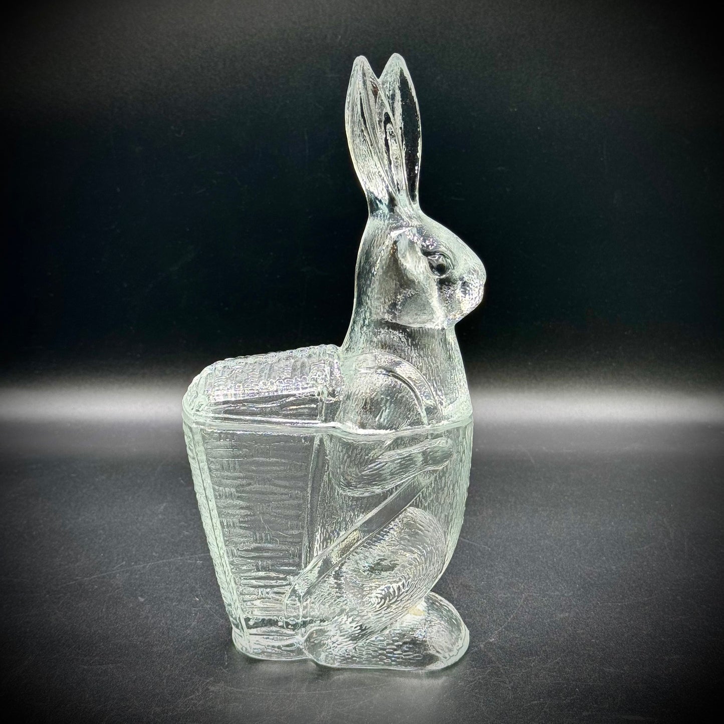 Vintage Zabkowice Glassworks Glass Bunny Container