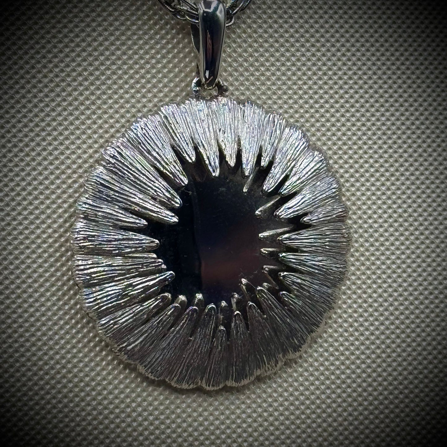 Vintage Monet Silver Tone/Mirror Pendant Necklace on Long Chain
