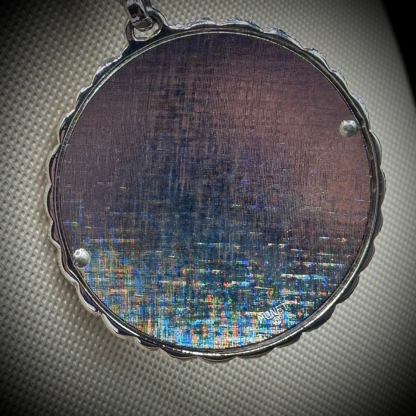 Vintage Monet Silver Tone/Mirror Pendant Necklace on Long Chain