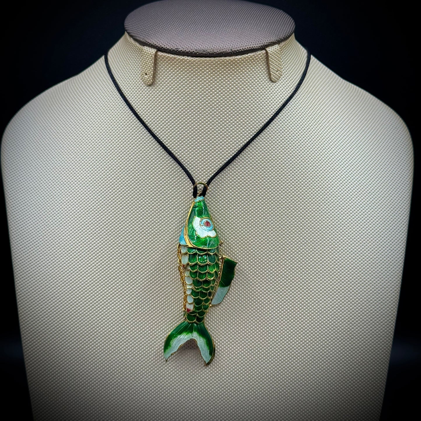 Articulating Cloisonné Fish Necklace