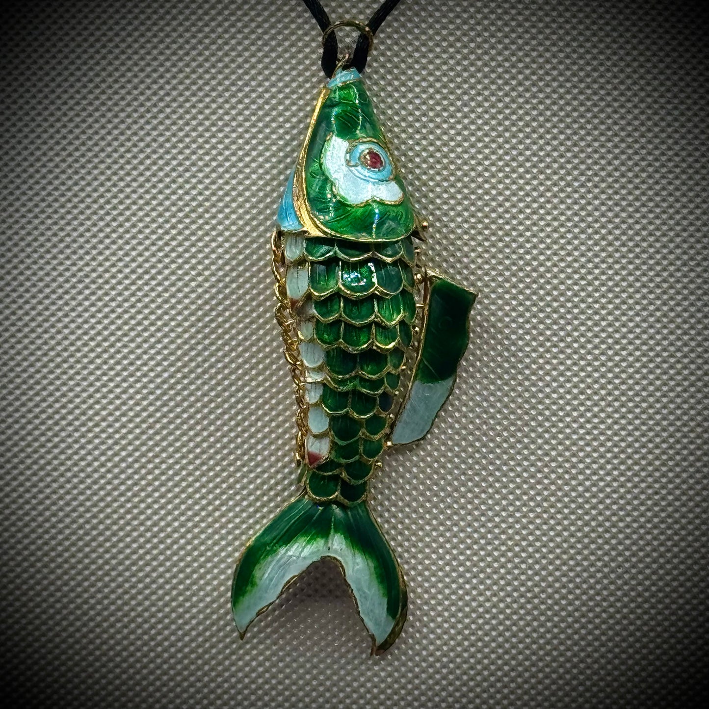 Articulating Cloisonné Fish Necklace