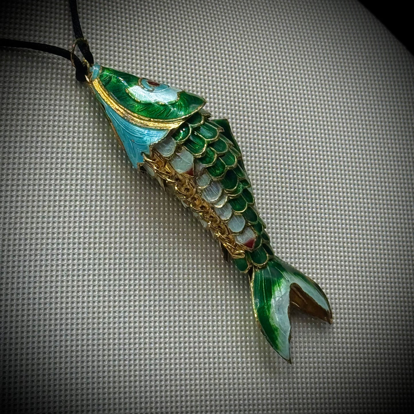 Articulating Cloisonné Fish Necklace