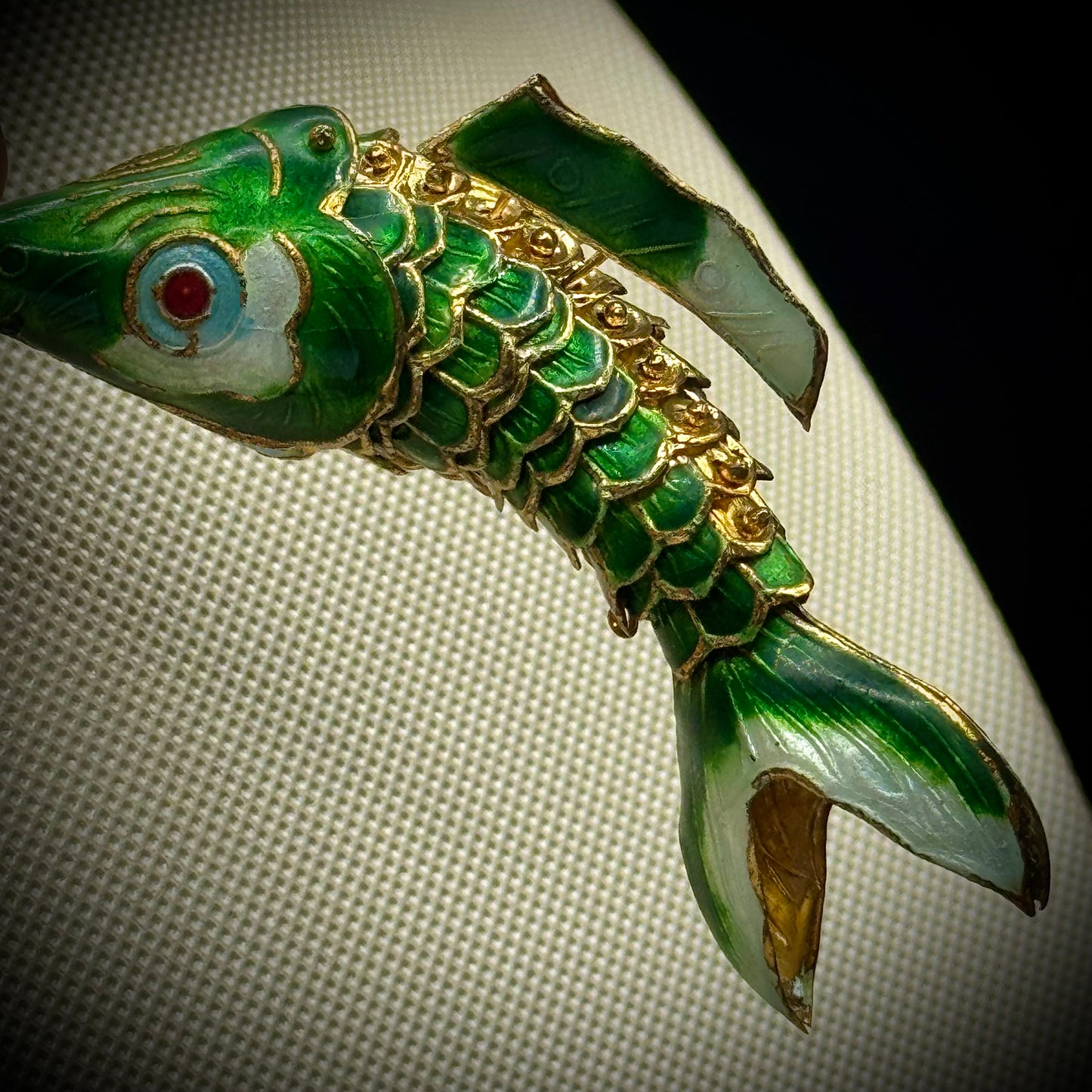 Articulating Cloisonné Fish Necklace