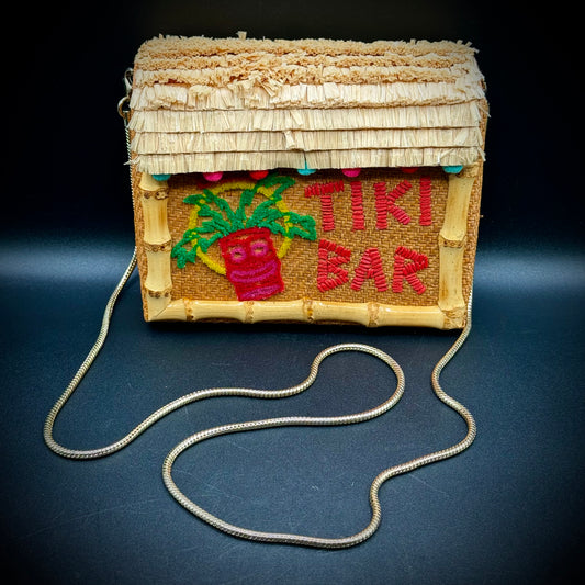 ULTRA RARE Kate Spade Tiki Bar Purse with Stunning Silver Serpentine Chain