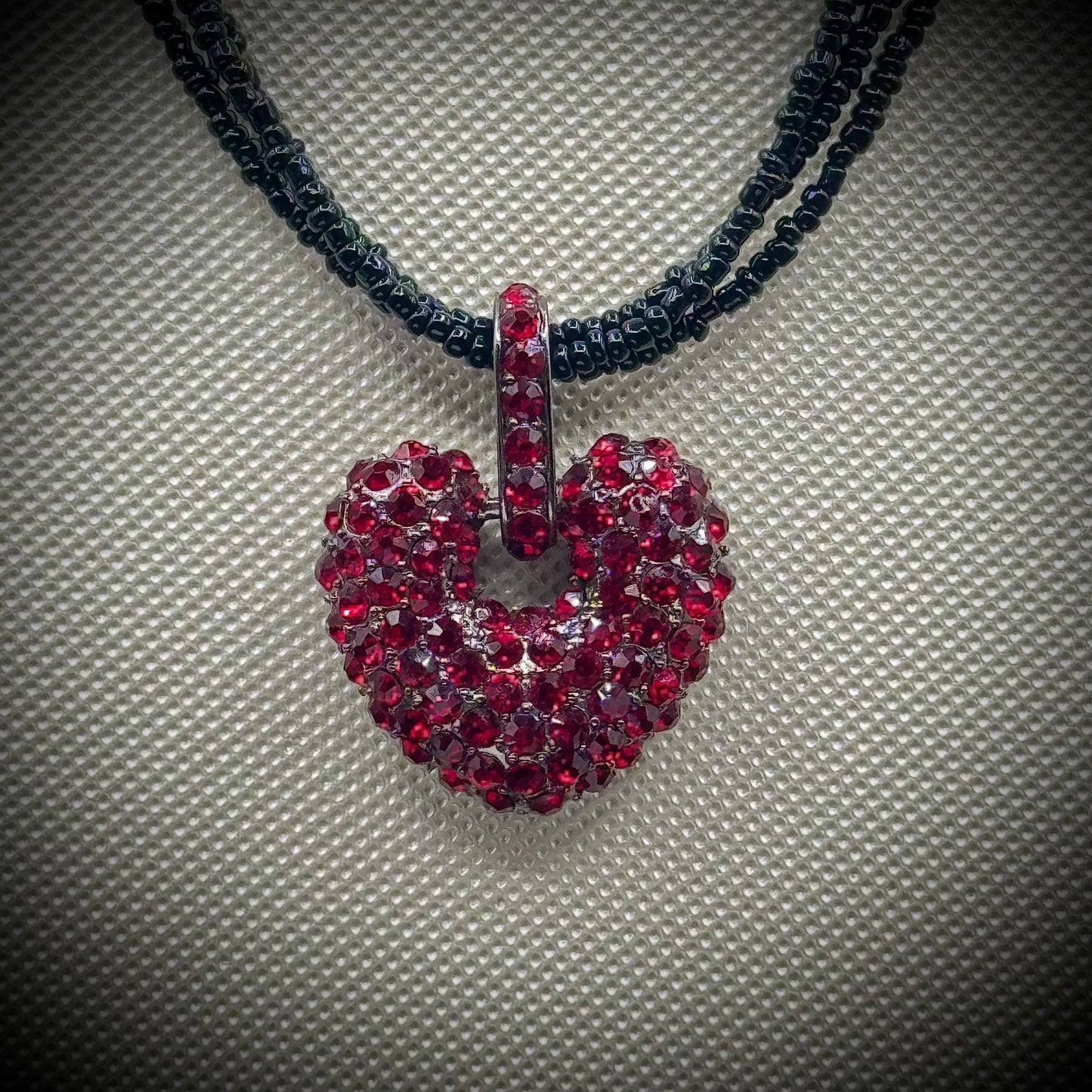 Ruby Rhinestone & Bead Necklace