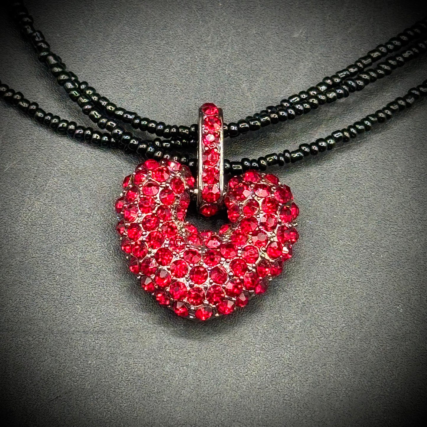 Ruby Rhinestone & Bead Necklace