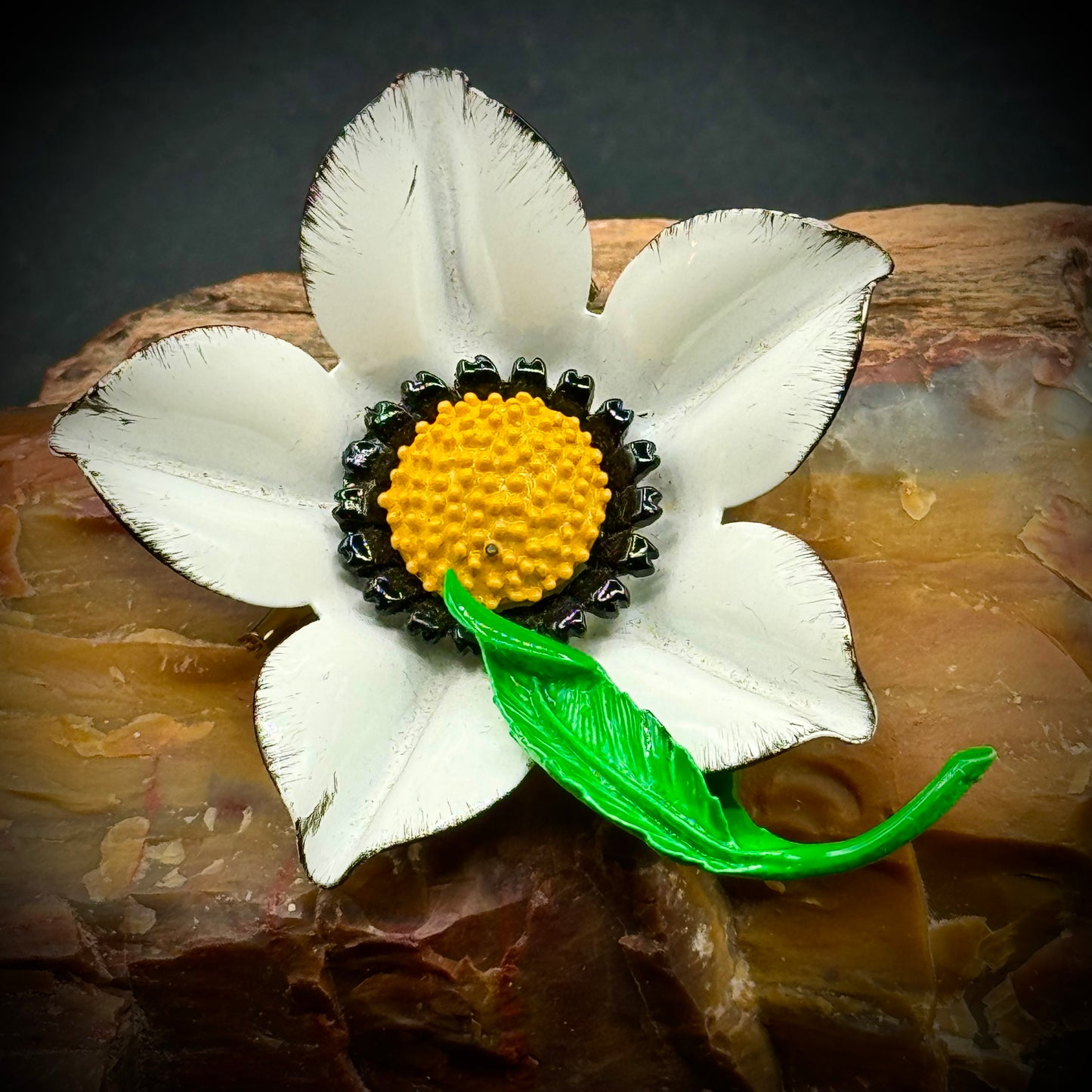 Vintage Enamel Flower Pin