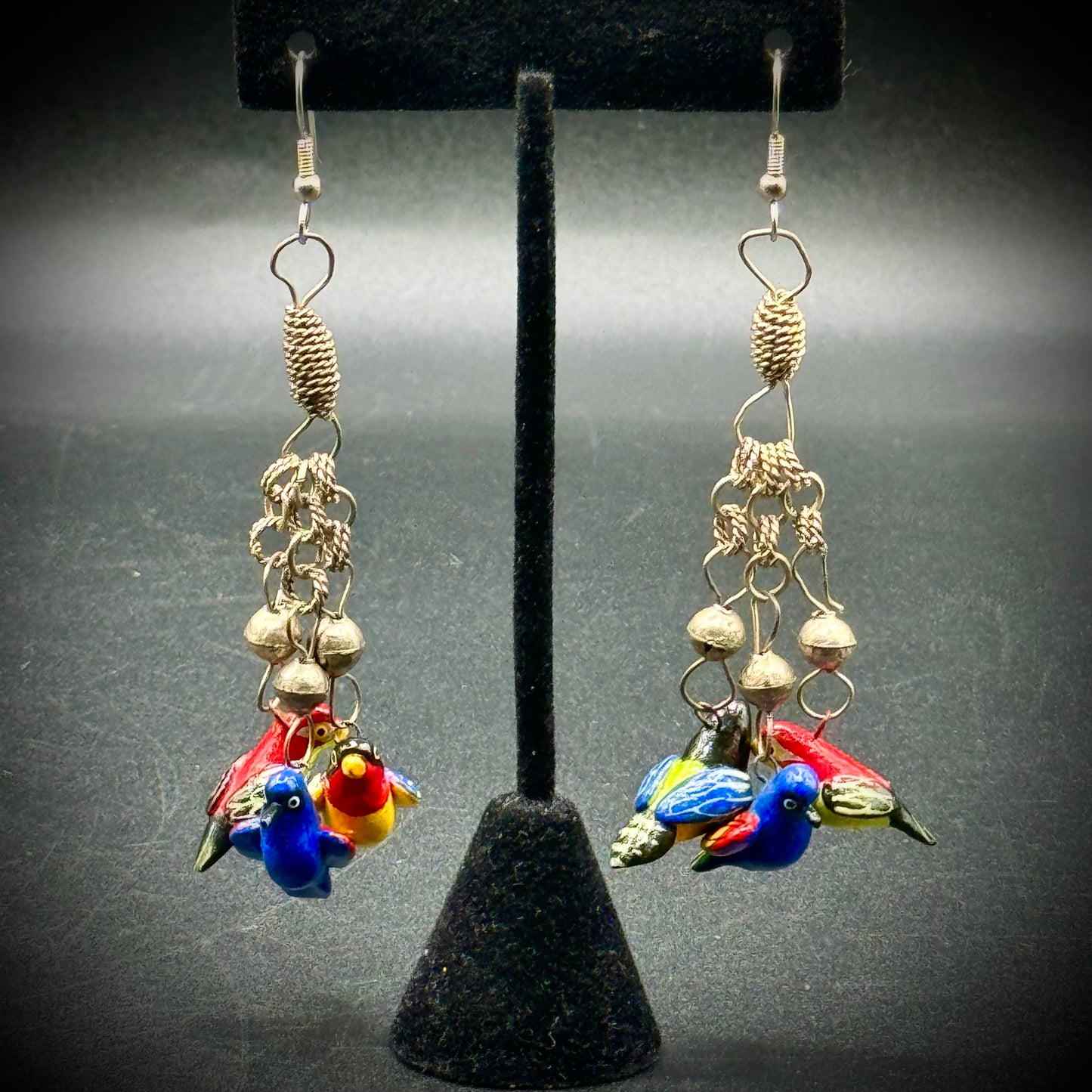 Artisan Made Chandelier Bird Earrings