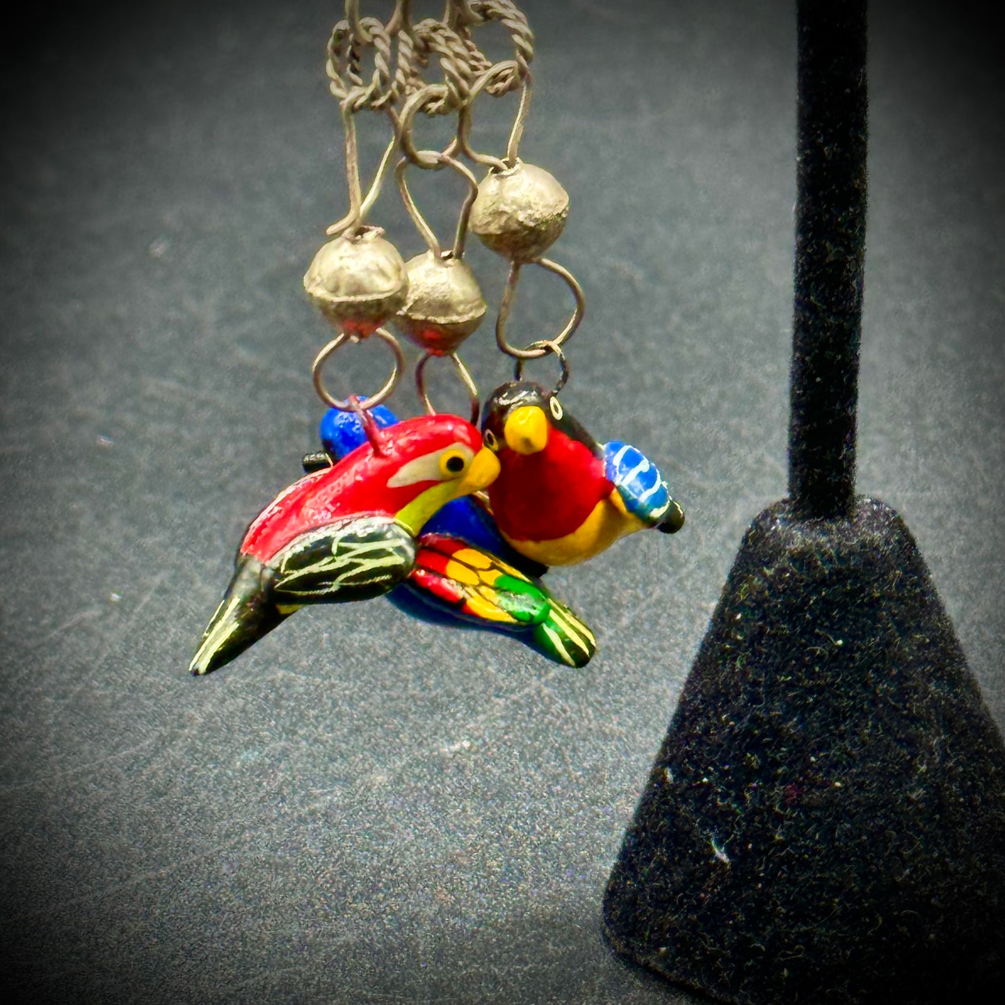 Artisan Made Chandelier Bird Earrings