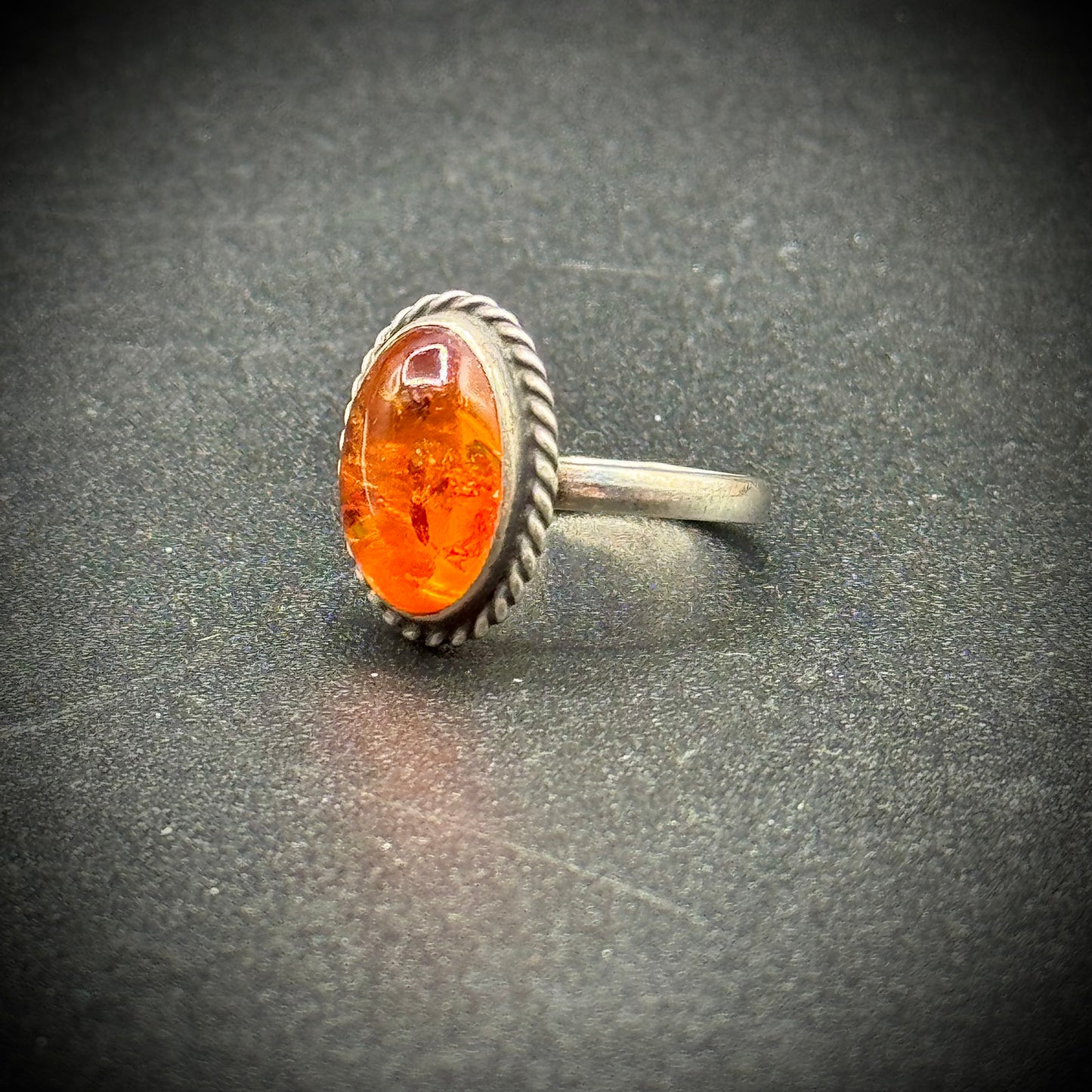 Baltic Amber & Sterling Silver Ring