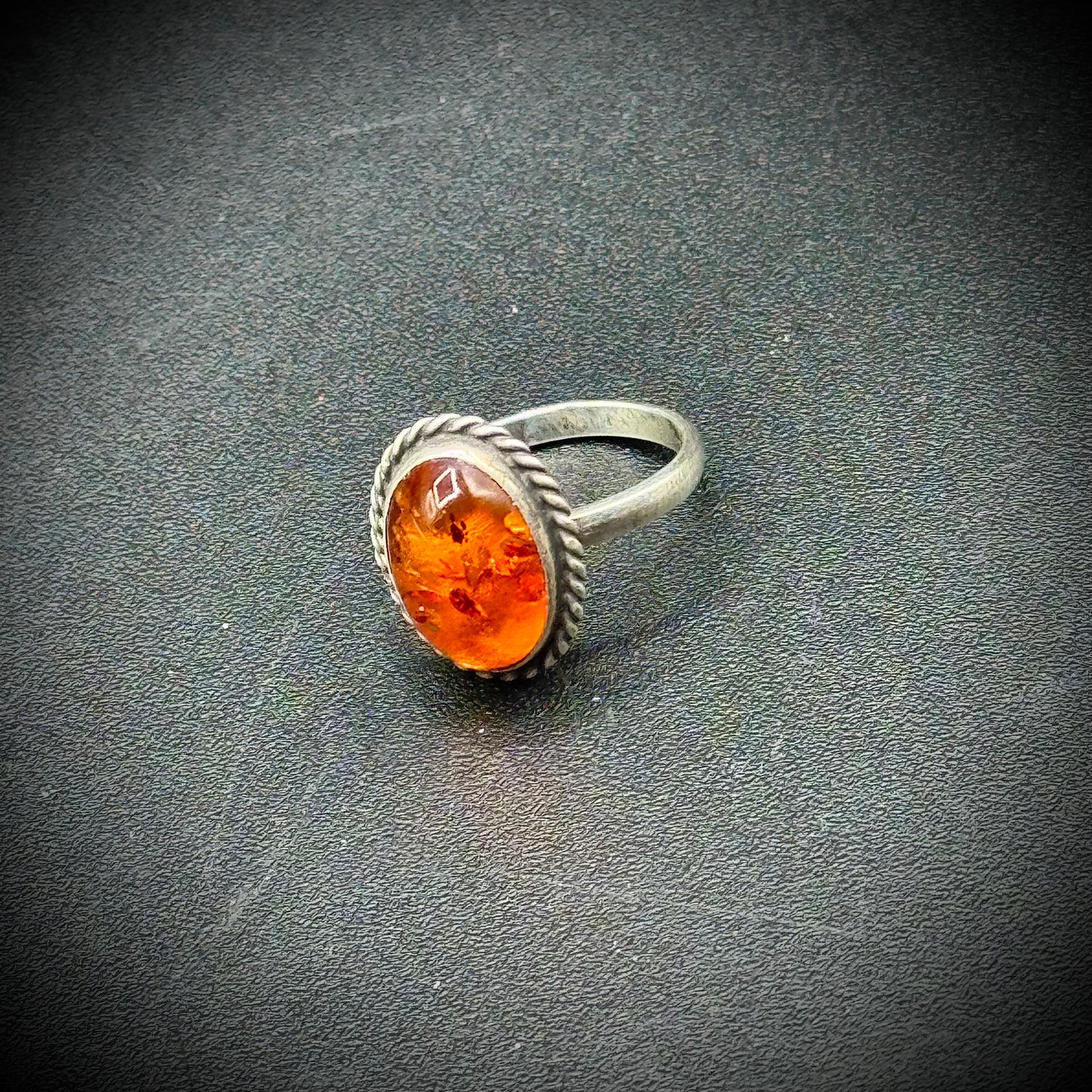 Baltic Amber & Sterling Silver Ring