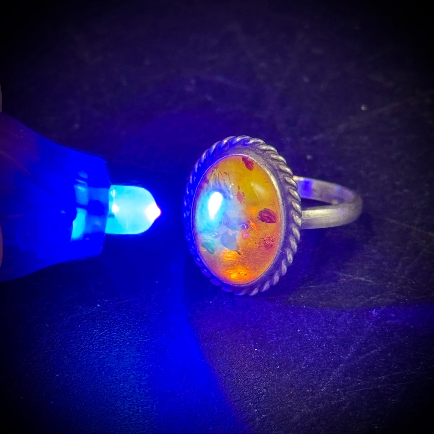 Baltic Amber & Sterling Silver Ring