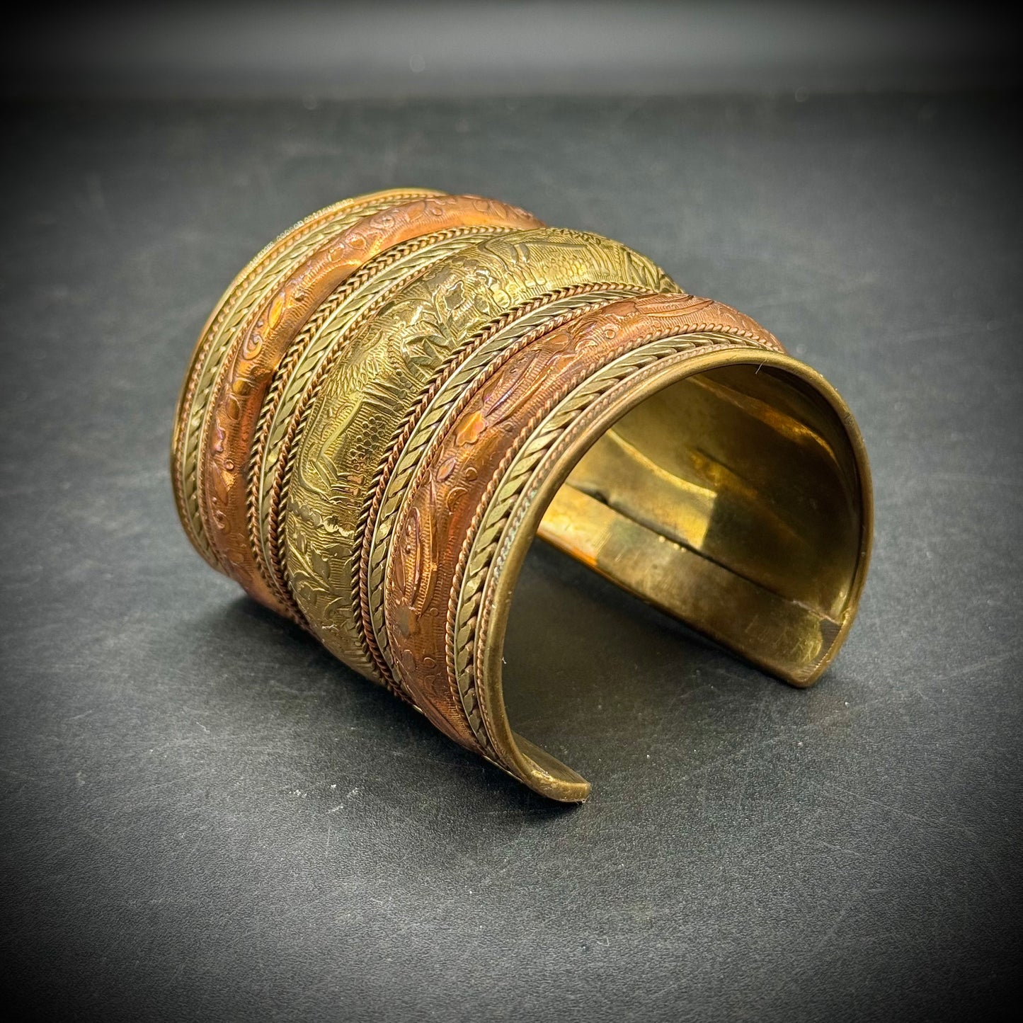 Brass & Copper Long Cuff Bracelet