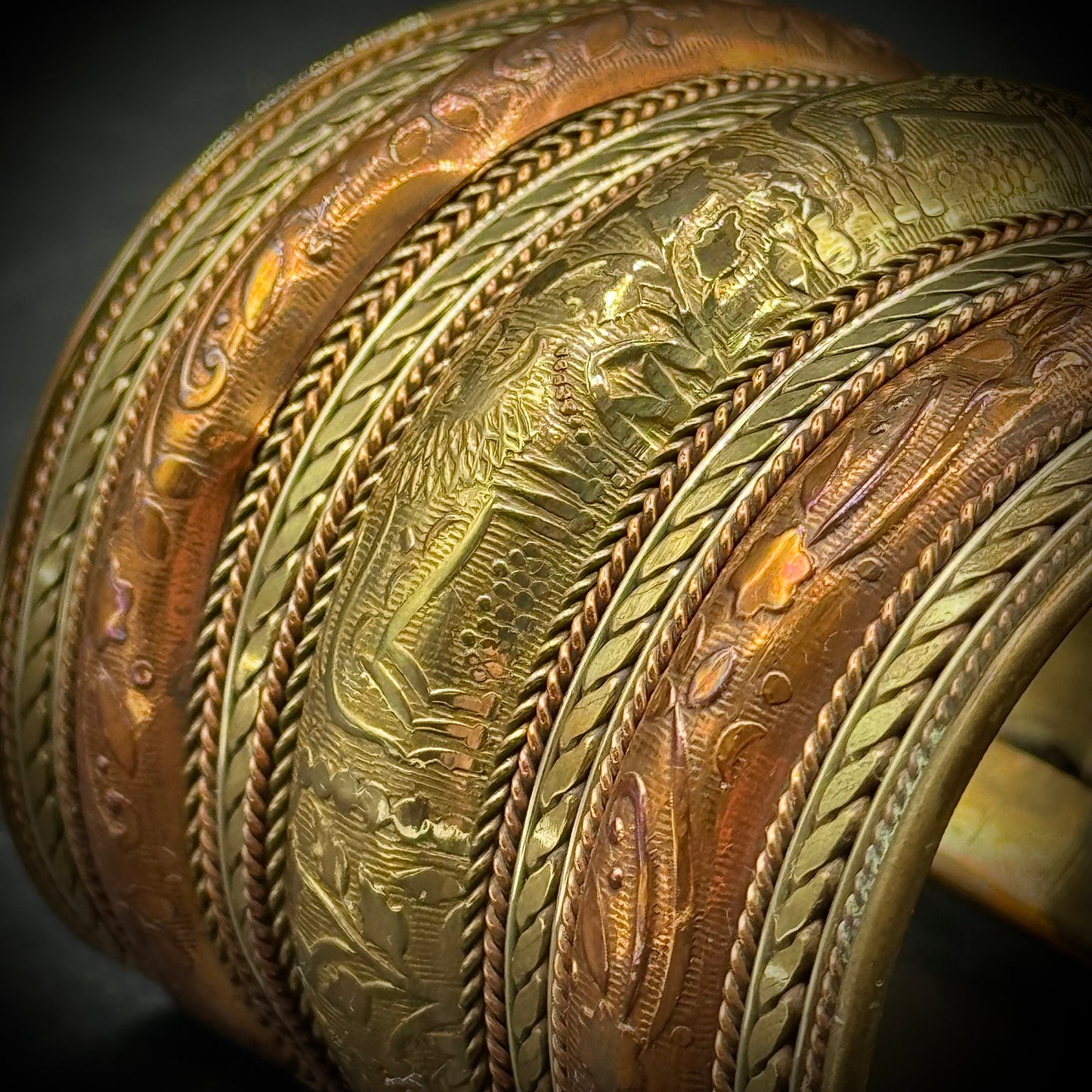 Brass & Copper Long Cuff Bracelet