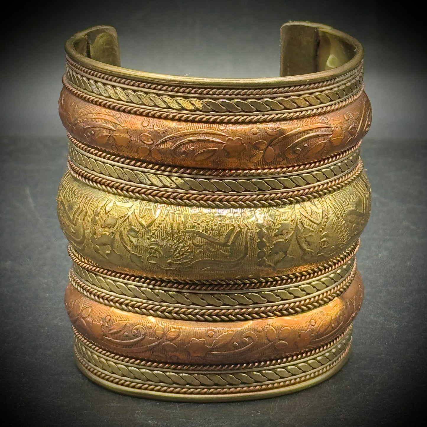 Brass & Copper Long Cuff Bracelet