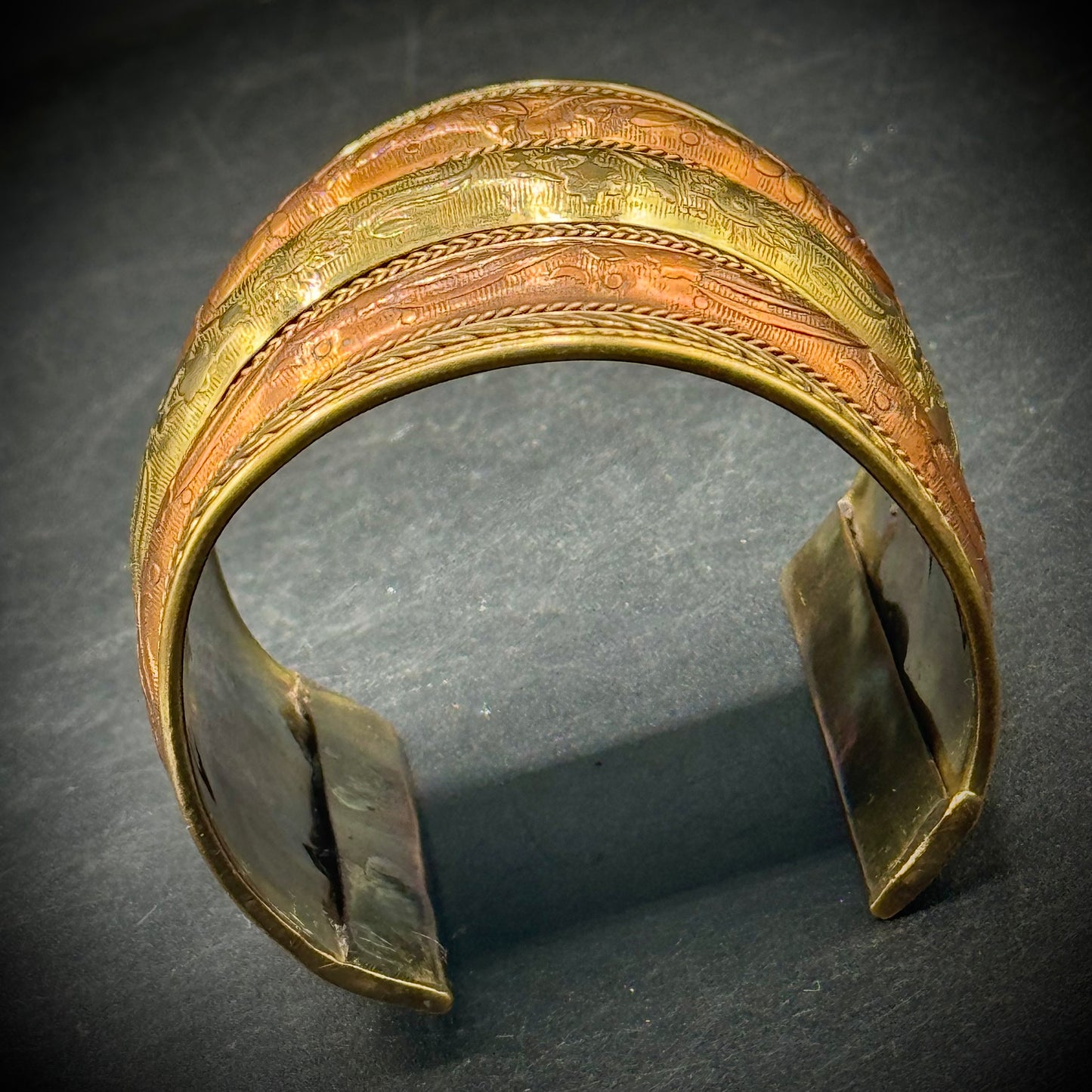 Brass & Copper Long Cuff Bracelet