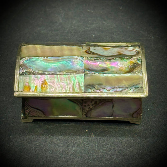 Abalone & Alpaca Silver Small Trinket Box - Made in Mexico