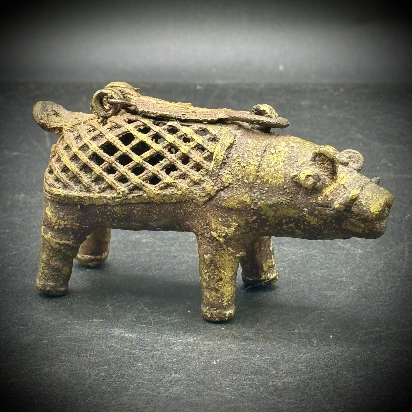 Heavy East Indian Brass Boar with Locking Lid