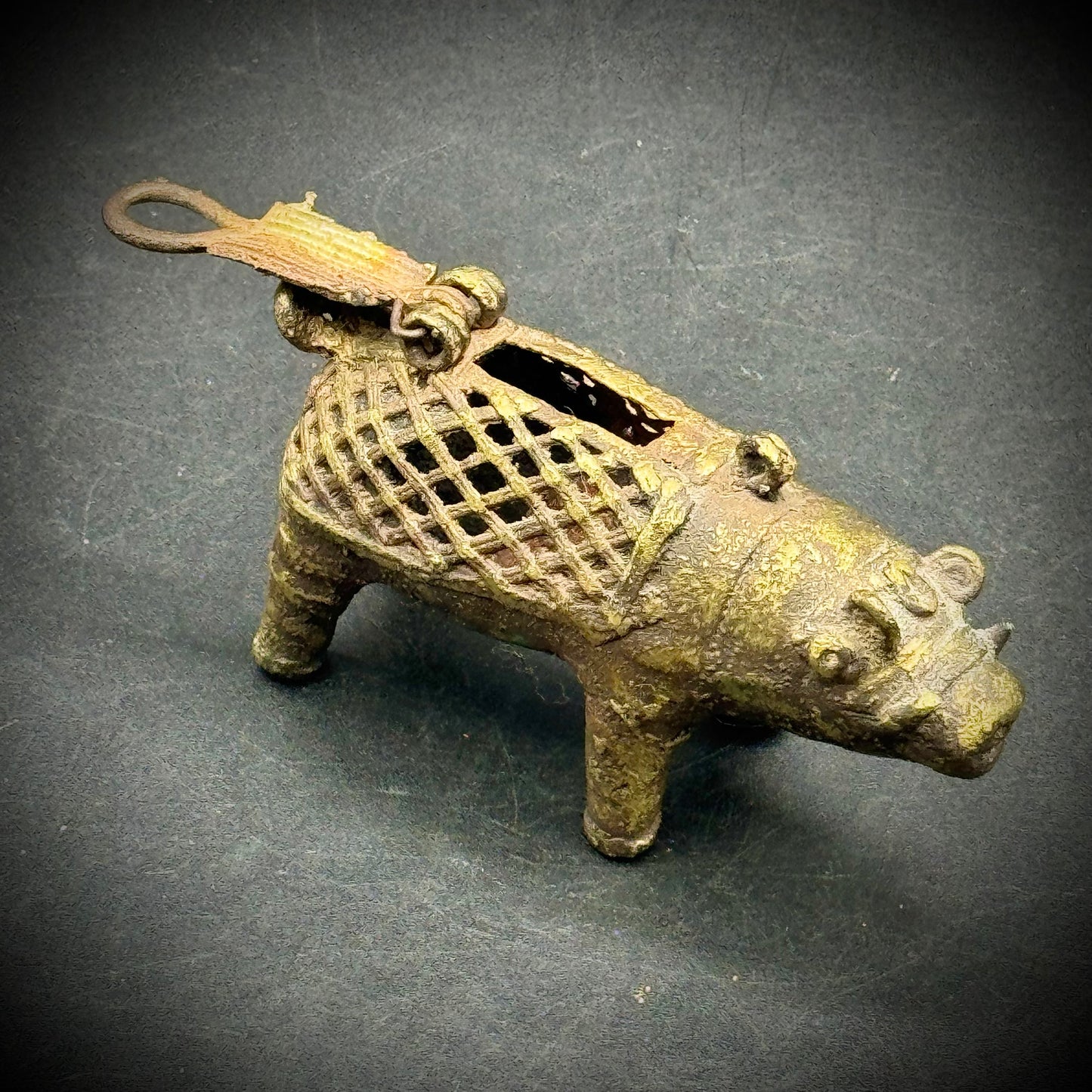 Heavy East Indian Brass Boar with Locking Lid