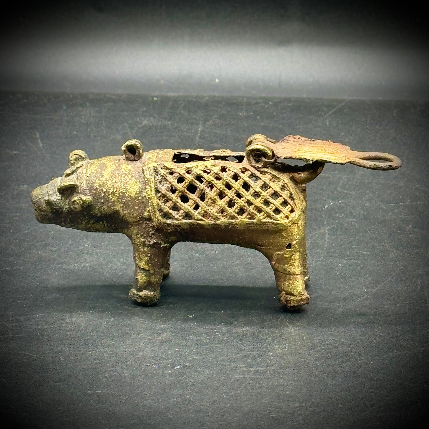 Heavy East Indian Brass Boar with Locking Lid